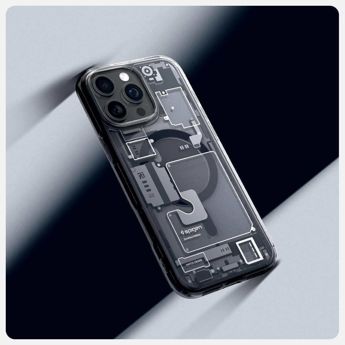 ACS08004 - iPhone 16 Pro Max Case Ultra Hybrid Zero One (MagFit) in Zero One showing the back of the phone.