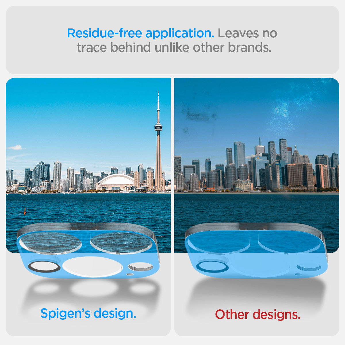 AGL05761 - iPhone 14 Pro / 14 Pro Max Optik Lens Protector in crystal clear residue free. leaves no trace of adhesive behind.