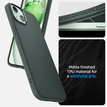 ACS06792 - iPhone 15 Case Liquid Air in abyss green matte finished TPU material for a satisfying grip