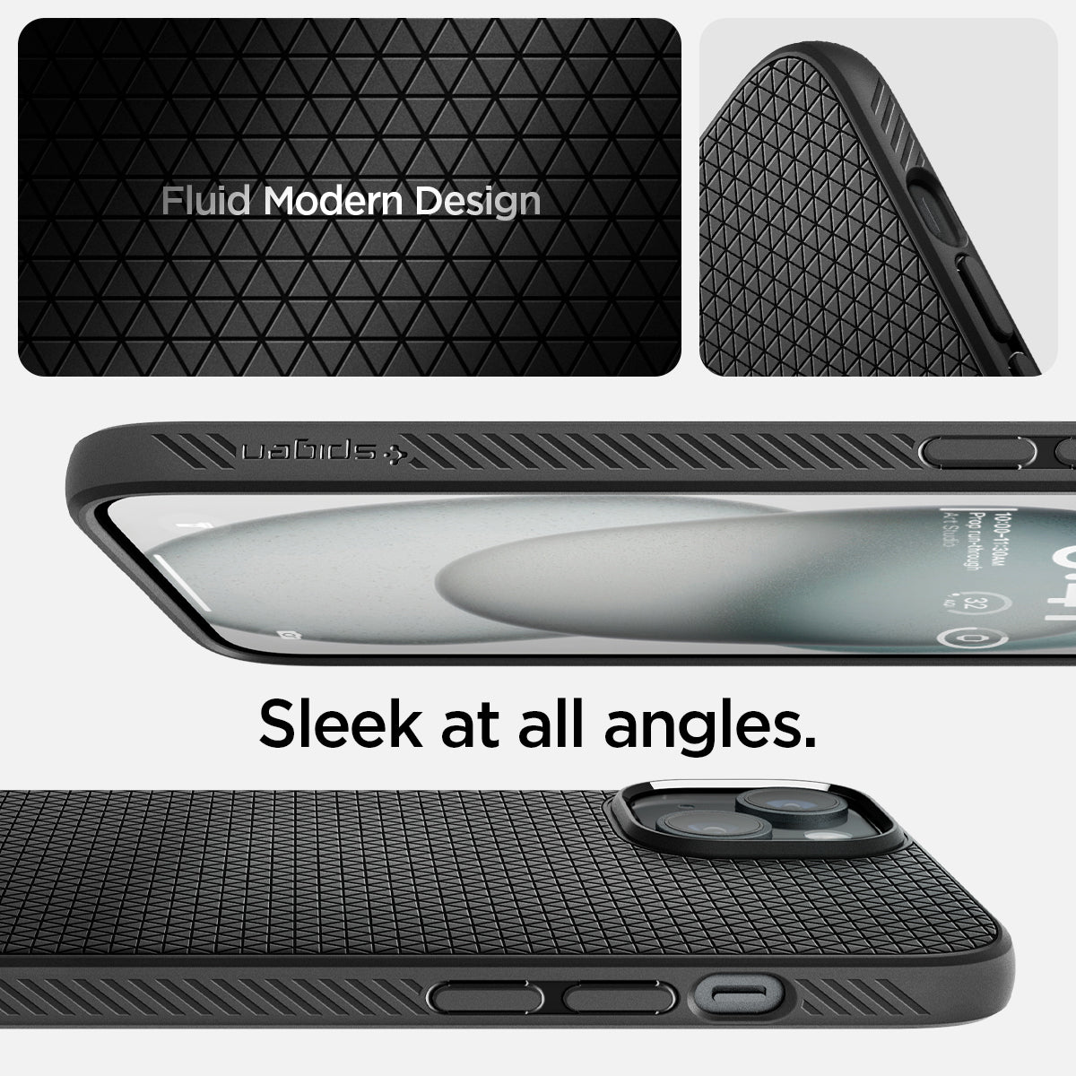 ACS06790 - iPhone 15 Case Liquid Air in black fluid modern design. Sleek at all angles