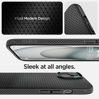 ACS06790 - iPhone 15 Case Liquid Air in black fluid modern design. Sleek at all angles
