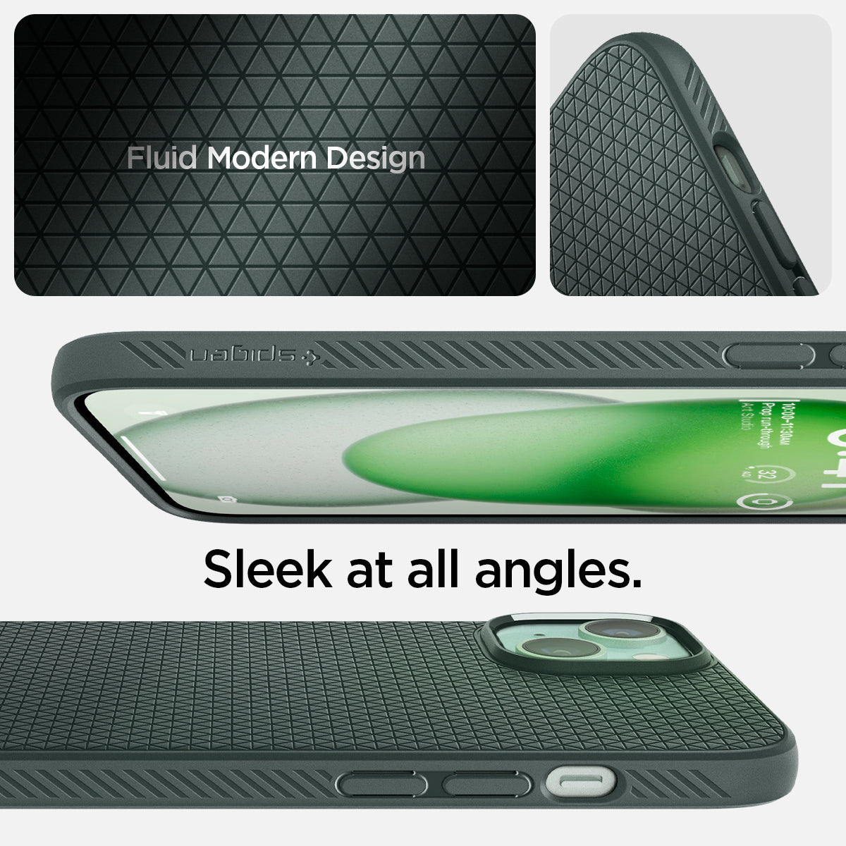 ACS06652 - iPhone 15 Plus Case Liquid Air in abyss green fluid modern design. Sleek at all angles