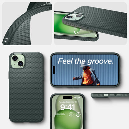 ACS06652 - iPhone 15 Plus Case Liquid Air in abyss green showing the different angles