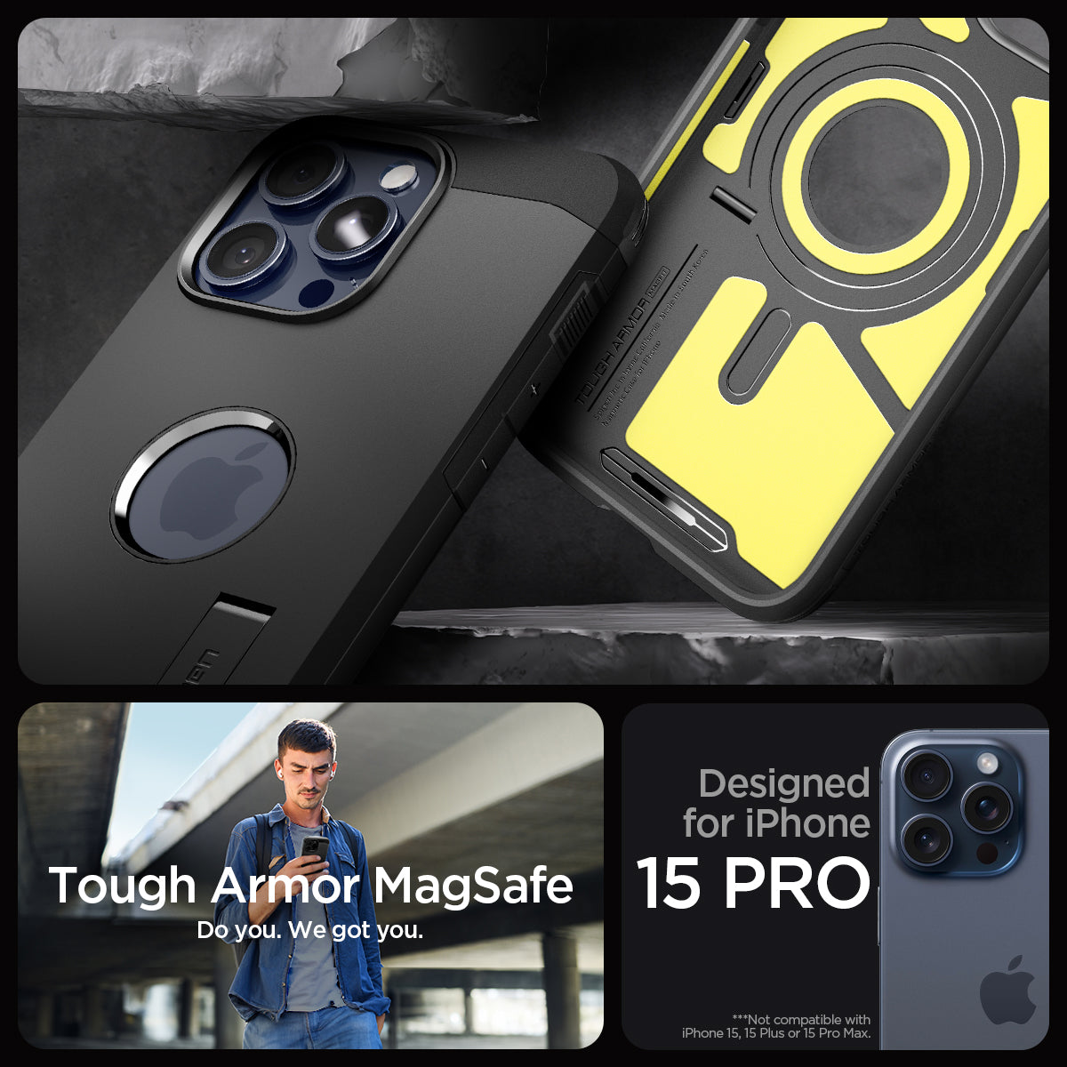 ACS06733 - iPhone 15 Pro Case Tough Armor (MagFit) in black tough armor magsafe. do you. we got you. designed for iPhone 15 pro max.