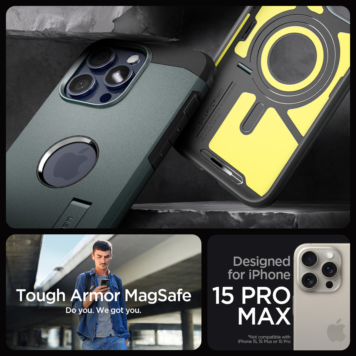 ACS06596 - iPhone 15 Pro Max Case Tough Armor (MagFit) in abyss green tough armor magsafe. do you. we got you. designed for iPhone 15 pro max.