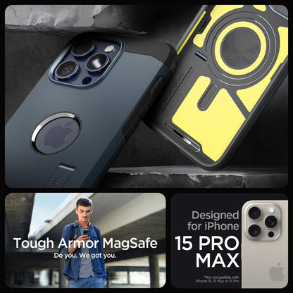 ACS06595 - iPhone 15 Pro Max Case Tough Armor (MagFit) in metal slate tough armor magsafe. do you. we got you. designed for iPhone 15 pro max.