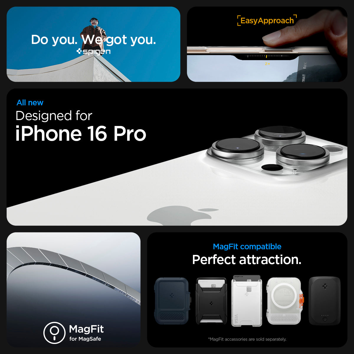 ACS09316 - iPhone 16 Pro Case Thin Fit T (MagFit) in clear showing the compatibility
