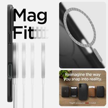 ACS08186 - iPhone 16 Case Thin Fit (MagFit) in Black magfit. reimagine the way you snap into reality.