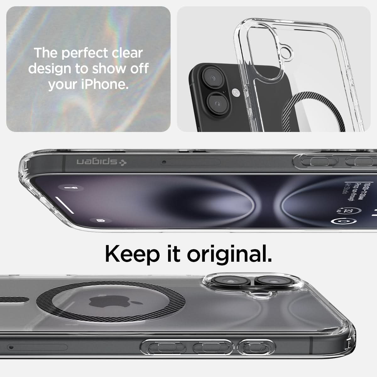 ACS08207 - iPhone 16 Case Ultra Hybrid (MagFit) in Carbon Fiber the perfect clear design to show off your iPhone. Keep it original.