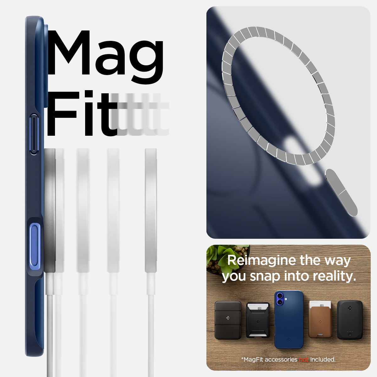 ACS08061 - iPhone 16 Plus Case Thin Fit (MagFit) in Navy Blue magfit. reimagine the way you snap into reality.