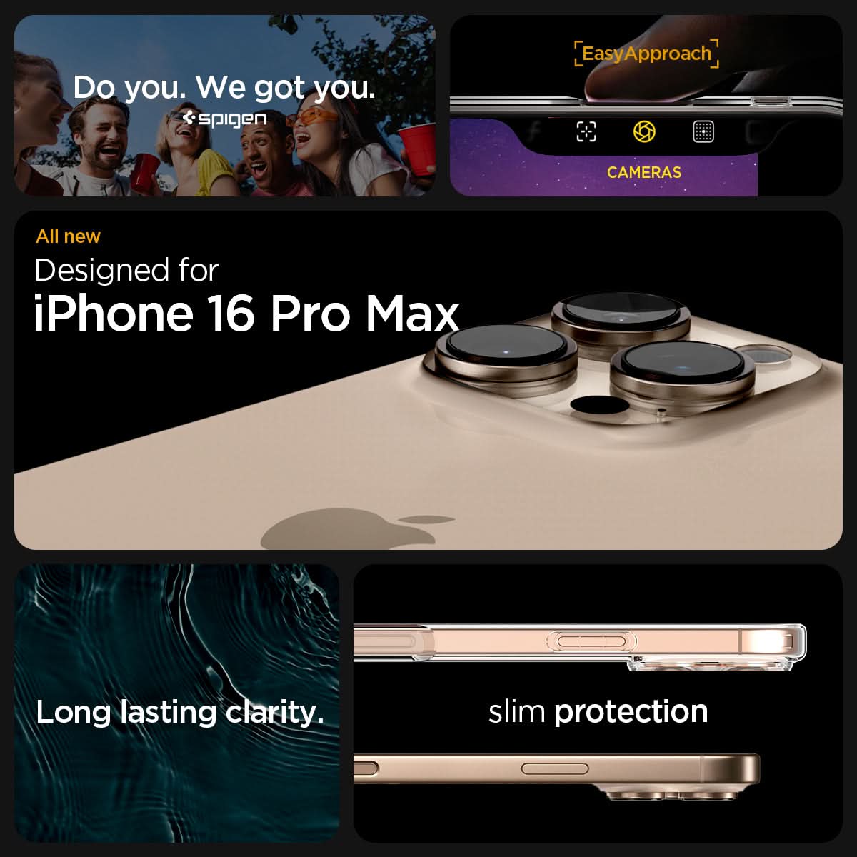 ACS07993 - iPhone 16 Pro Max Case Ultra Hybrid in Frost Clear do you. we got you. easy approach. all new designed for iPhone 16 pro max. Magfit for magsafe. Magfit compatible. perfect attraction.