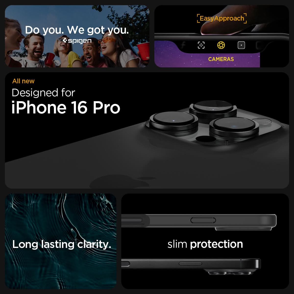 ACS08124 - iPhone 16 Pro Case Ultra Hybrid in Frost Black do you. we got you. easy approach. all new designed for iPhone 16 pro. Magfit for magsafe. Magfit compatible. perfect attraction.