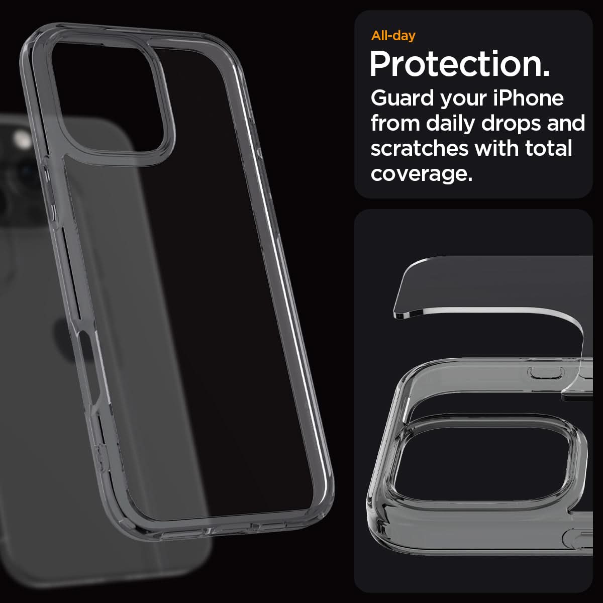 ACS08123 - iPhone 16 Pro Case Ultra Hybrid in Space Crystal all day protection. guard your iPhone from daily drops and scratches with total coverage.