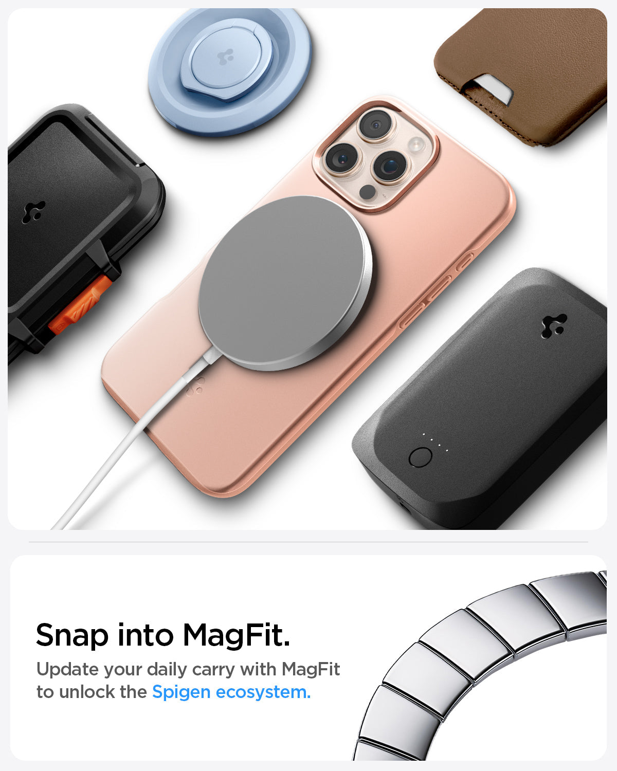 ACS08691 - iPhone 16 Pro Case Thin Fit (MagFit) in Rose Titanium snap into magfit. update your daily carry with magfit to unlock the spigen ecosystem.