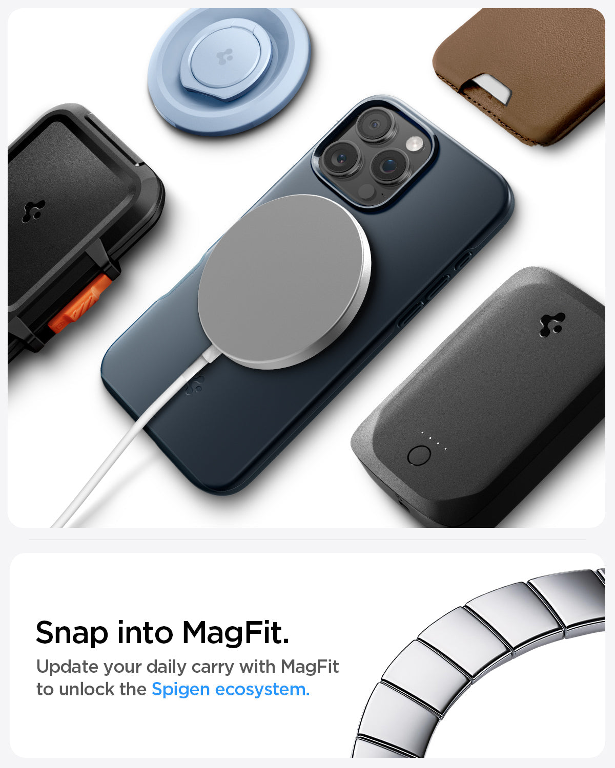 ACS08108 - iPhone 16 Pro Case Thin Fit (MagFit) in Metal Slate snap into magfit. update your daily carry with magfit to unlock the spigen ecosystem.