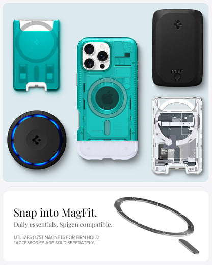 ACS08019 - iPhone 16 Pro Max Case Classic C1 (MagFit) in Bondi Blue snap into magfit. daily essentials spigen compatible. Utilizes 0.75 magnets for firm hold. accessories are sold separately.