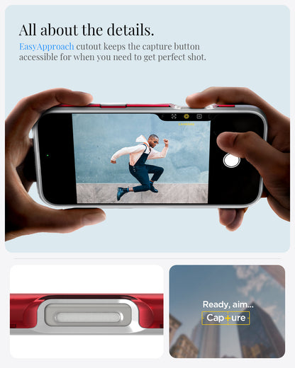 ACS08020 - iPhone 16 Pro Max Case Classic C1 (MagFit) in Ruby all about the details. easy approach cutout keeps the capture button accessible for when you need to get perfect shot.