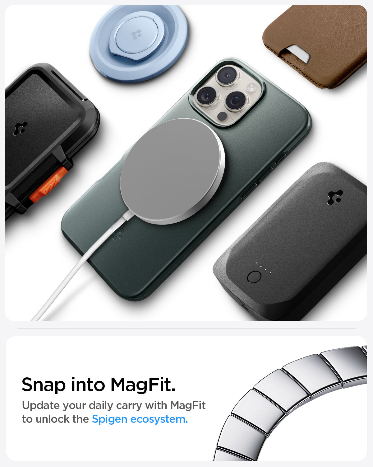 ACS07981 - iPhone 16 Pro Max Case Thin Fit (MagFit) in Abyss Green snap into magfit. update your daily carry with magfit to unlock the spigen ecosystem.