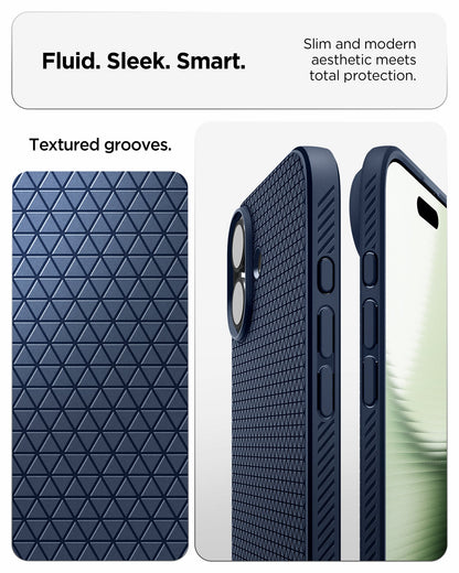 ACS09978 - iPhone 17 Liquid Air in Navy Blue showing fluid, sleek, smart. slim and modern aesthetic meets total protection.