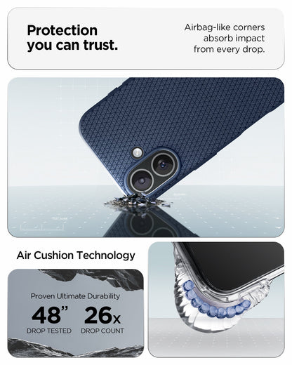 ACS09978 - iPhone 17 Liquid Air in Navy Blue protection you can trust. air bag like corners absorb impact from every drop. air cushion technology.