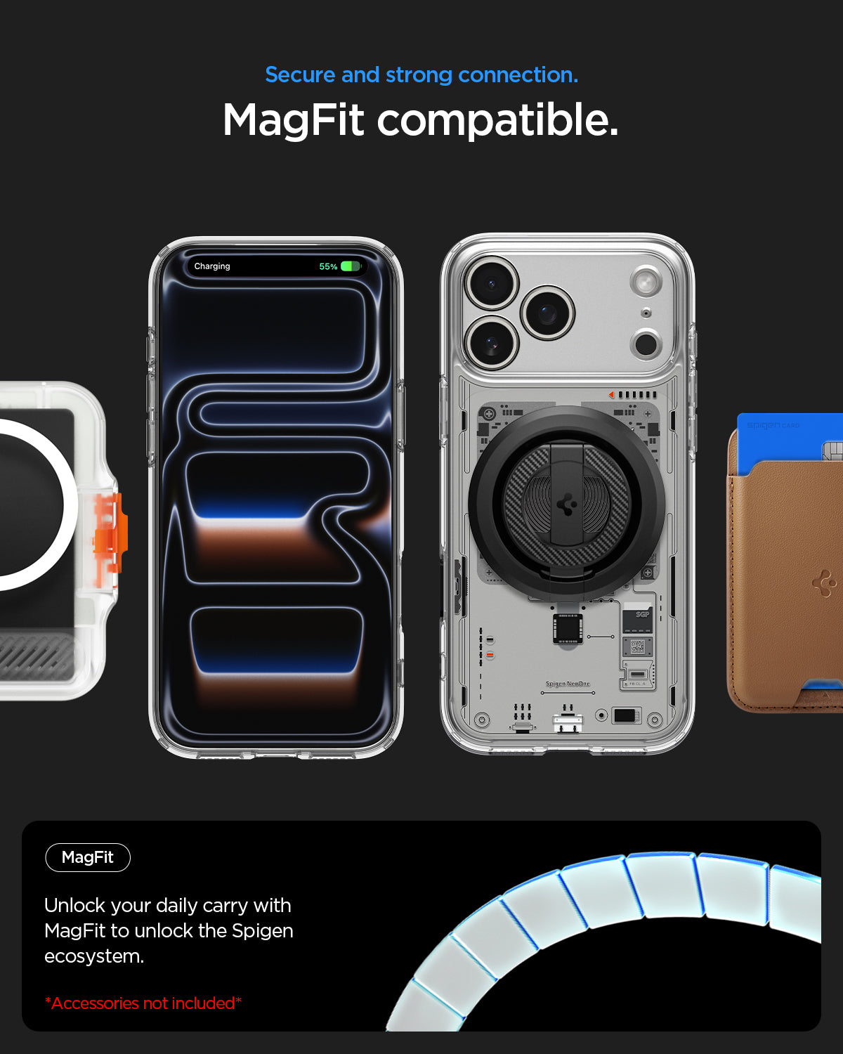 ACS10074 - iPhone 18 Pro / iPhone 17 Pro Ultra Hybrid Neo One (MagFit) showing Mag Fit compatibility with magnetic accessories for a secure and strong connection