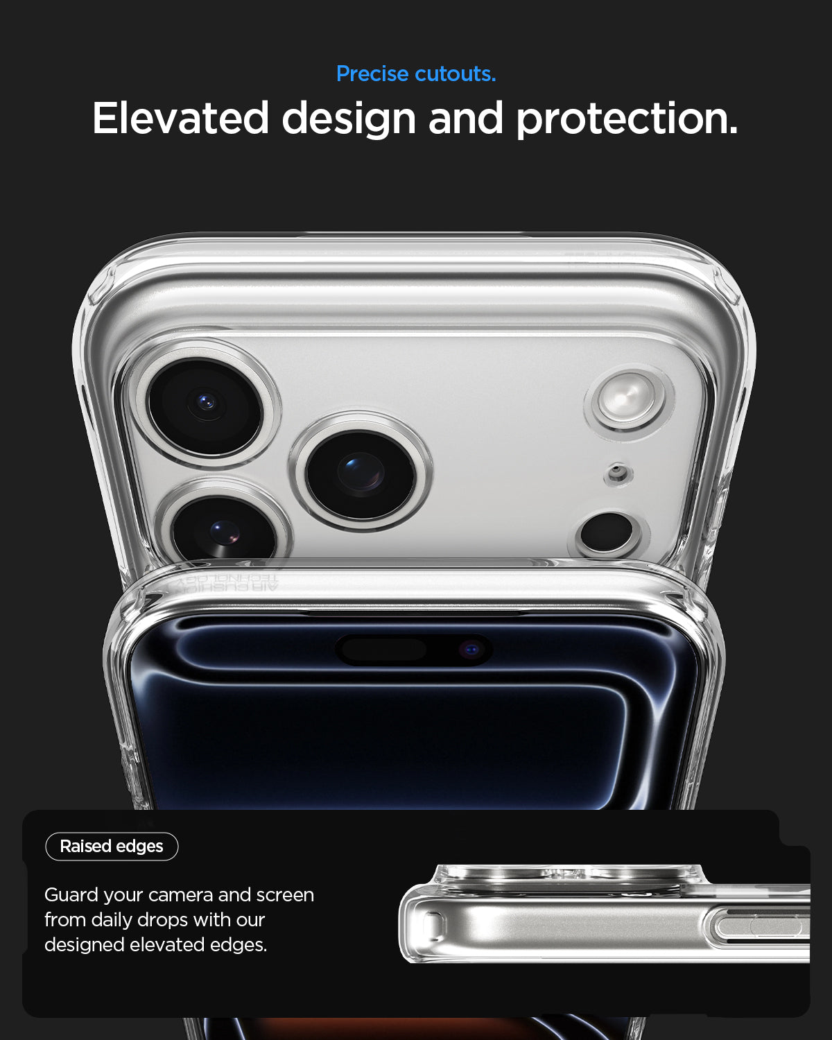 ACS10072 - iPhone 18 Pro / iPhone 17 Pro Ultra Hybrid Zero One (MagFit) Natural Titanium showing raised edges around the camera and screen for added protection against daily drops