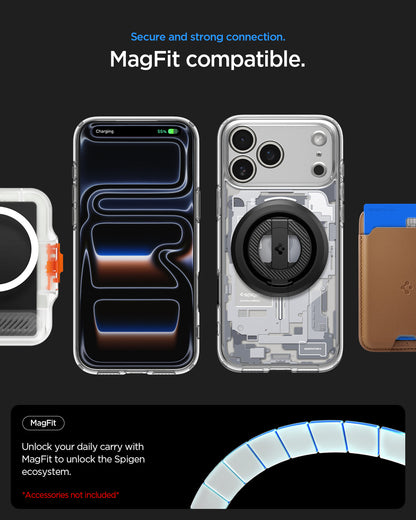 ACS10071 - iPhone 18 Pro / iPhone 17 Pro Ultra Hybrid Zero One (MagFit) White showing Mag Fit compatibility with magnetic accessories for a secure and strong connection