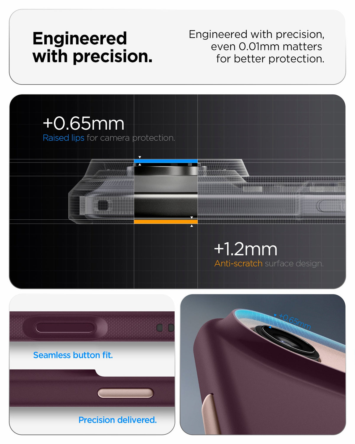 ACS09932 - iPhone 17 Air Case Nano Pop (MagFit) in burgundy bean showing the engineered with precision. Engineered with precision, even 0.01mm matters for better protection