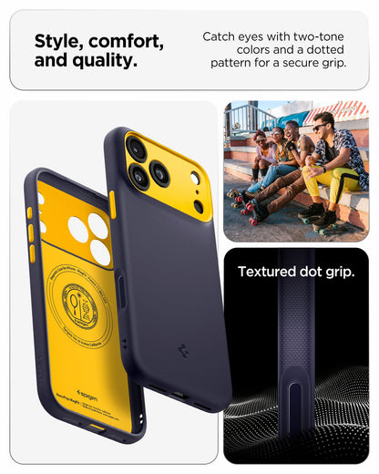 ACS09966 - iPhone 17 Pro Case Nano Pop (MagFit) in blueberry navy showing the style, comfort and quality. Catch eyes with two-tone colors and a dotted pattern for a secure grip
