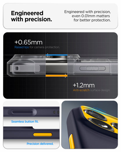 ACS09966 - iPhone 17 Pro Case Nano Pop (MagFit) in blueberry navy showing the engineered with precision. Engineered with precision, even 0.01mm matters for better protection