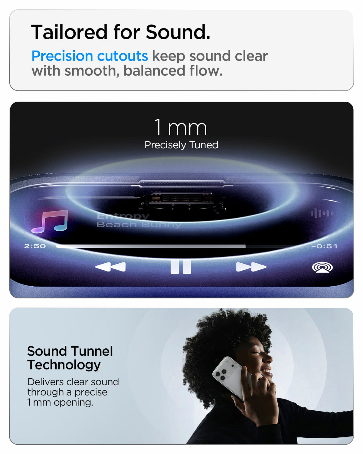 ACS10064 - iPhone 17 Pro Ultra Hybrid in Crystal Clear showing precision speaker cutouts designed to maintain clear and balanced sound