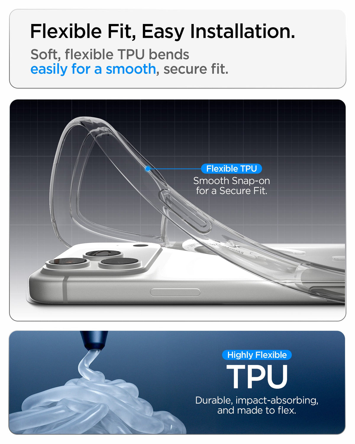 ACS11912 - iPhone 18 Pro Max / iPhone 17 Pro Max Crystal Flex (Mag Fit) showing flexible TPU material designed for smooth installation, durability, and impact absorption.