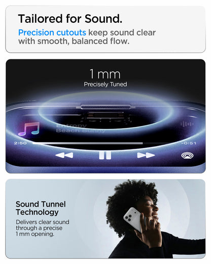 ACS10033 - iPhone 17 Pro Max Ultra Hybrid in Crystal Clear showing precision speaker cutouts designed to maintain clear and balanced sound