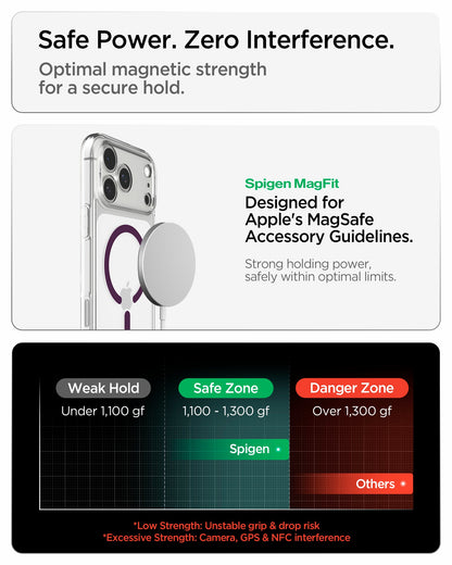 ACS12331 - iPhone 18 Pro Max / iPhone 17 Pro Max Ultra Hybrid (MagFit) in Clear Dark Cherry showing optimized magnetic strength for a secure hold while minimizing interference