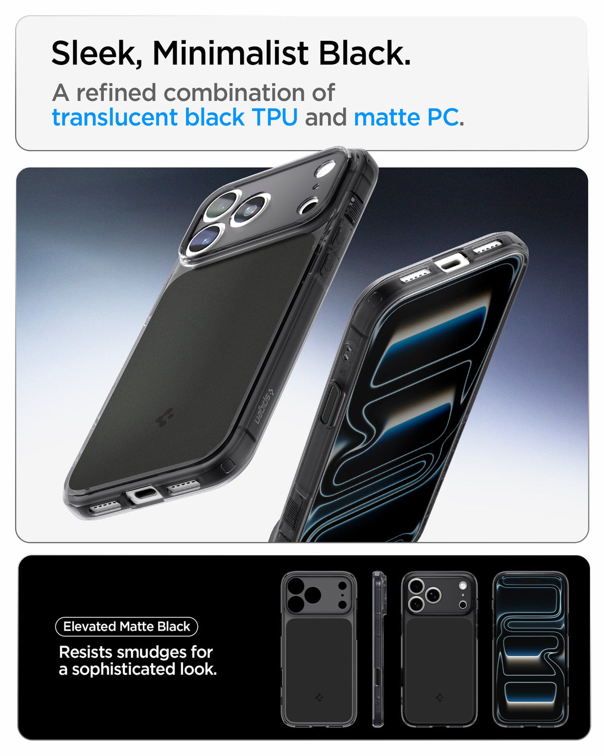ACS10047 - iPhone 18 Pro Max / iPhone 17 Pro Max Ultra Hybrid T (Mag Fit) in Matte Black showing proven to preserve clarity. crystal clear to showcase your iPhone's original design.
