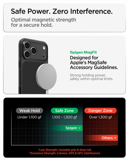 ACS10047 - iPhone 18 Pro Max / iPhone 17 Pro Max Ultra Hybrid T (Mag Fit) in Matte Black showing optimal magnetic strength for a secure hold while minimizing interference