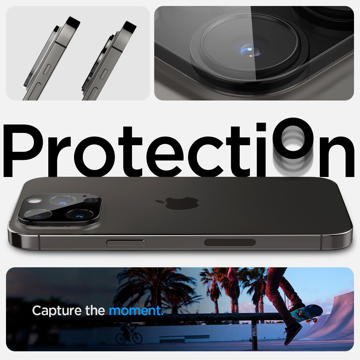 AGL06913 - iPhone 14 Pro / 14 Pro Max Optik Lens Protector in black capture the moment. Protection.