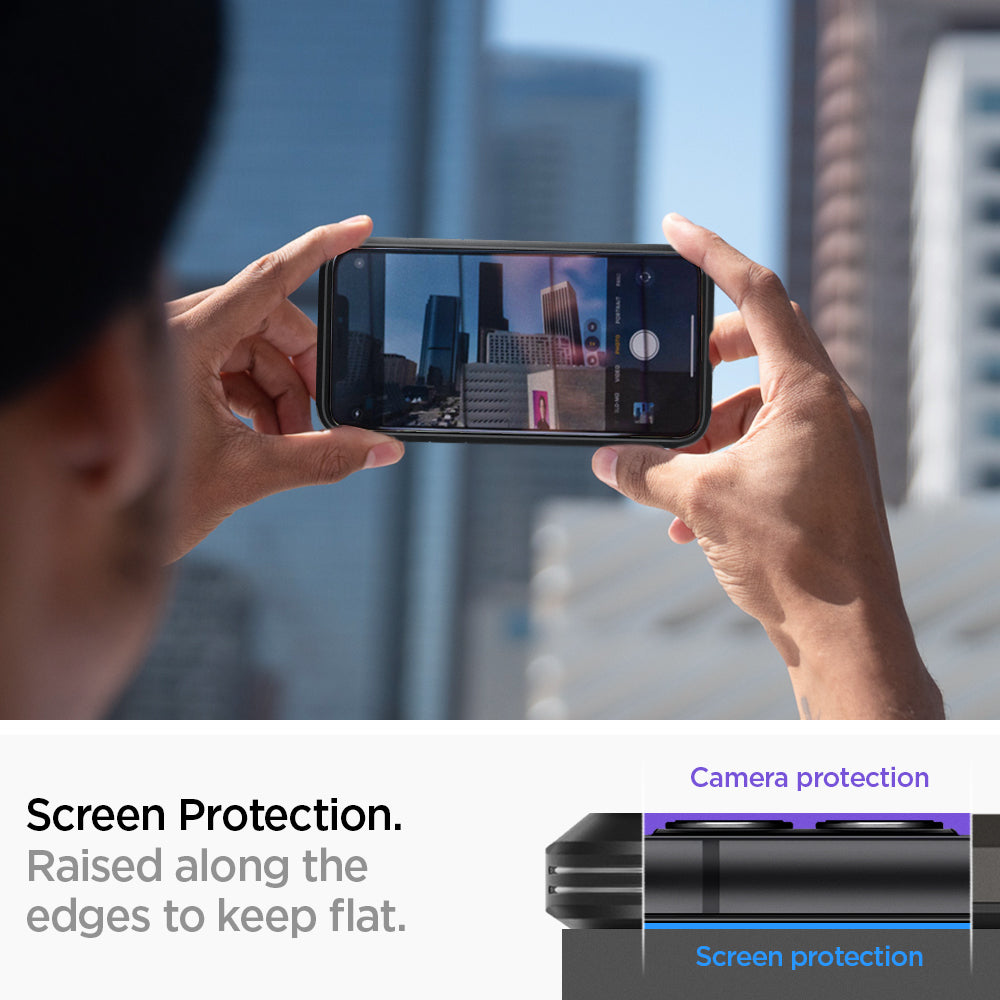 076CS27438 - iPhone 11 Case Tough Armor in gunmetal showing screen protection.