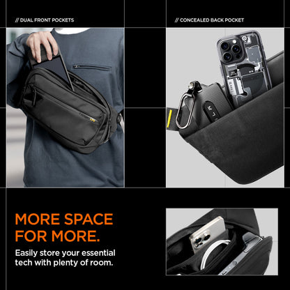 AFA07482 - Sling Bag KD410 in Black showing more space for more