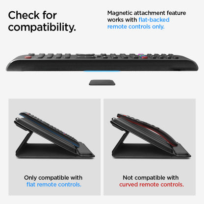 AHP09277 - Universal Remote Control | LD401 check for compatibility. Magnetic attachment feature works with flat backed remote controls only. Only compatible with flat remote controls. Not compatible with curved remote controls.