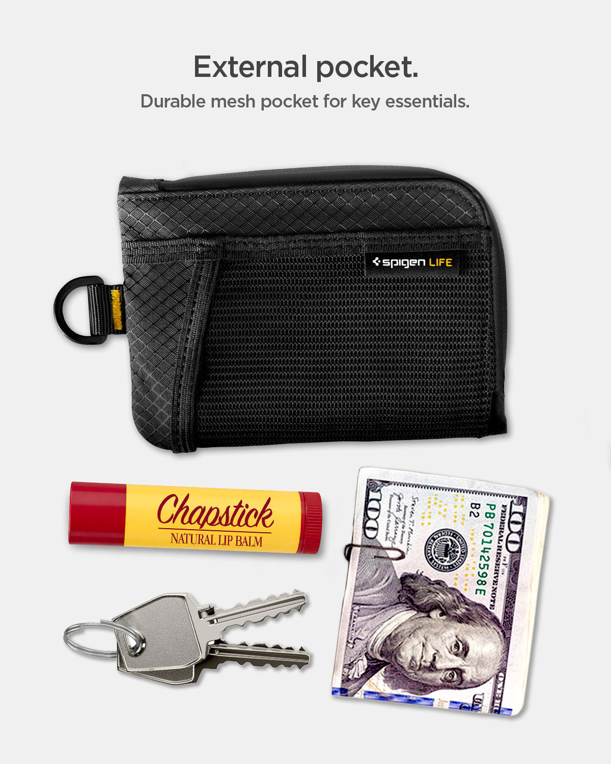 AFA11229 - Soft Card Holder | LF300 in Black showing external pocket