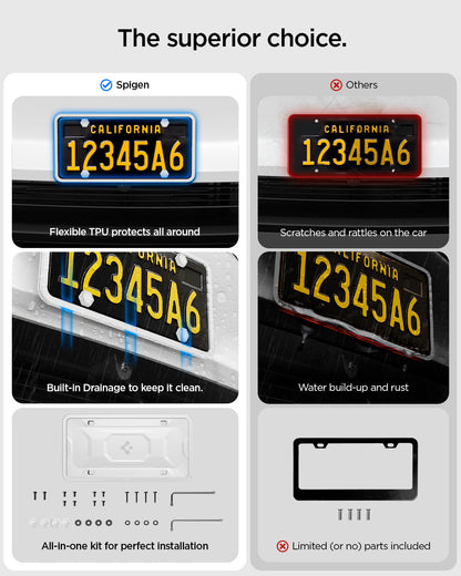 ACP12020 - License Plate Frame | LP100 in White showing how it compares to other brands