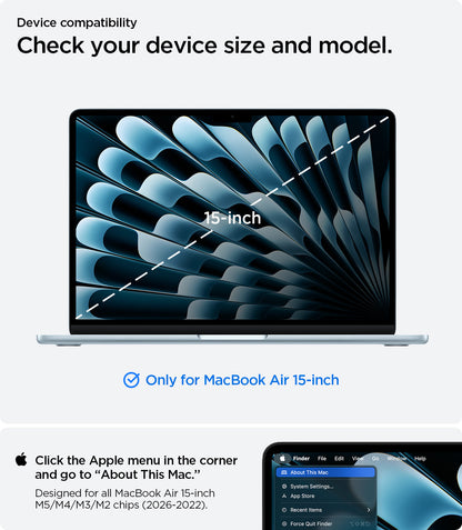 ACS11266 - MacBook Air 15-inch Nano Pop Blueberry Navy showing device compatibility and size guidance for a precise fit