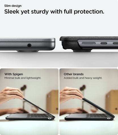ACS05272 - MacBook Air Case Urban Fit in black showing slim and lightweight Urban Fit MacBook Air case compared to bulkier laptop cases