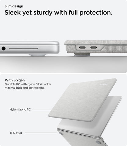 ACS11542 - MacBook Neo 13-inch Urban Fit in Heather Gray showing a slim laptop case with nylon fabric construction and TPU studs for protection and stability