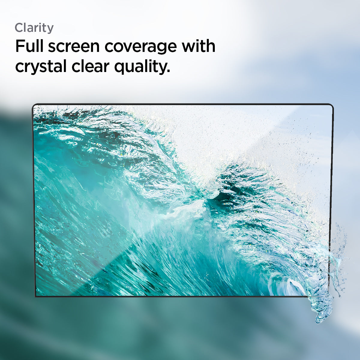 AGL04233 - MacBook Pro 16-inch (2023) GLAS.tR SLIM in Clear showing the clarity. Full screen coverage with crystal clear quality