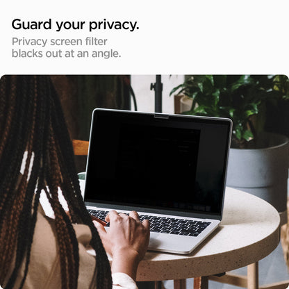AFL06157 - Macbook Pro 16" Screen Protector Safe View showing the privacy screen filter blacks out at an angle