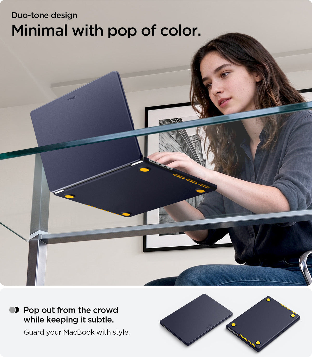 ACS11271 - MacBook Pro 14-inch Nano Pop Blueberry Navy showing a minimal duo tone design with a subtle pop of color