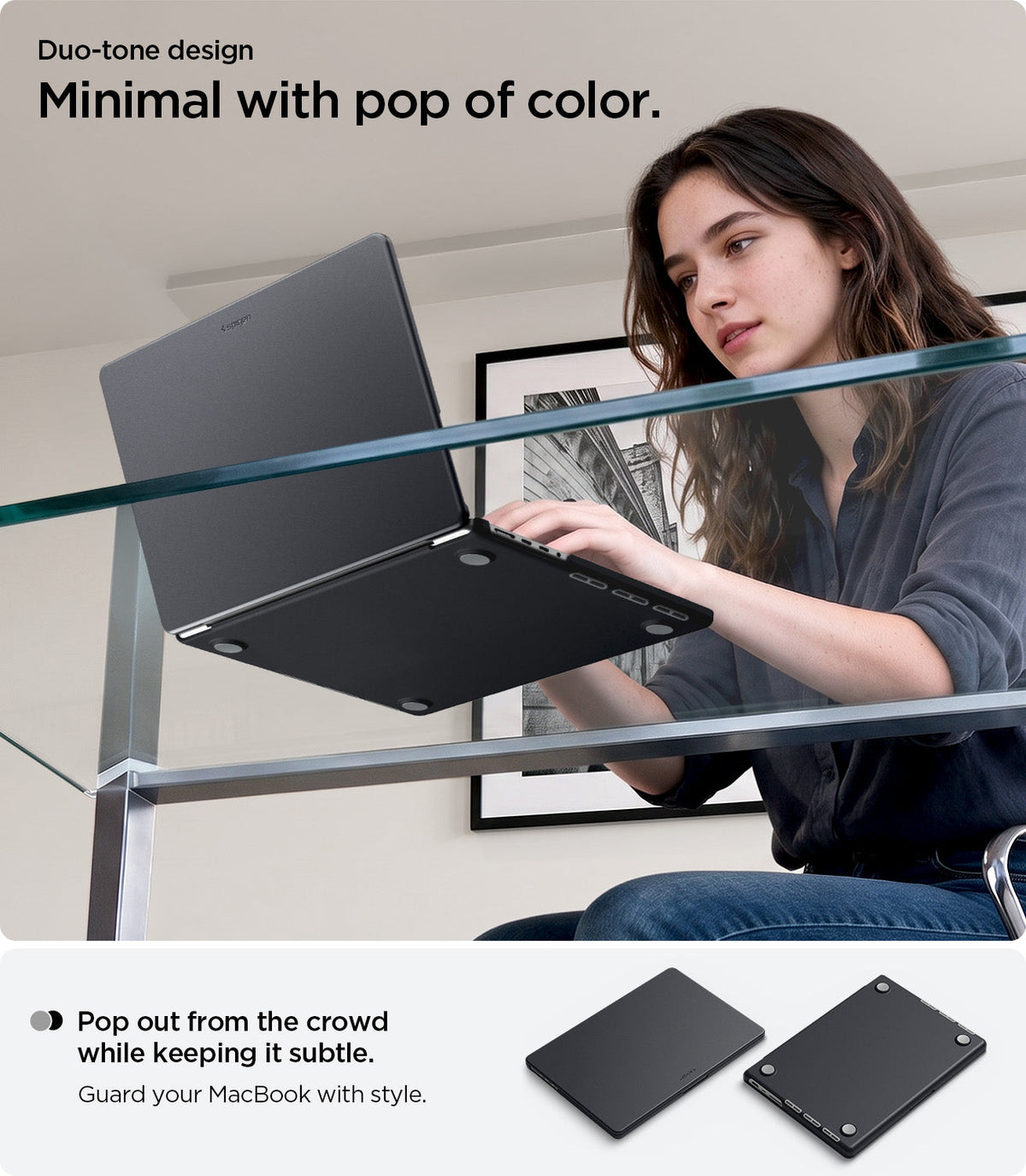 ACS11275 - MacBook Pro 16-inch Nano Pop Black Sesame showing a minimal duo tone design with a subtle pop of color