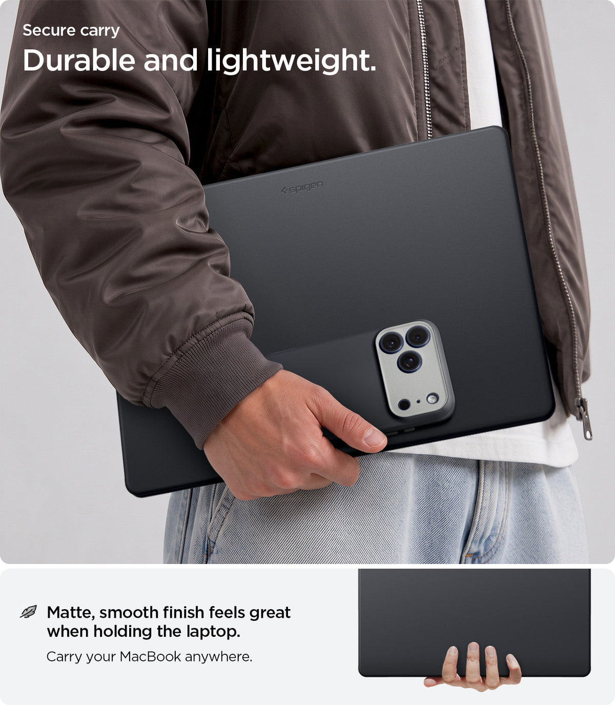 ACS11272 - MacBook Pro 14-inch Nano Pop Black Sesame showing a durable lightweight design with a smooth matte finish